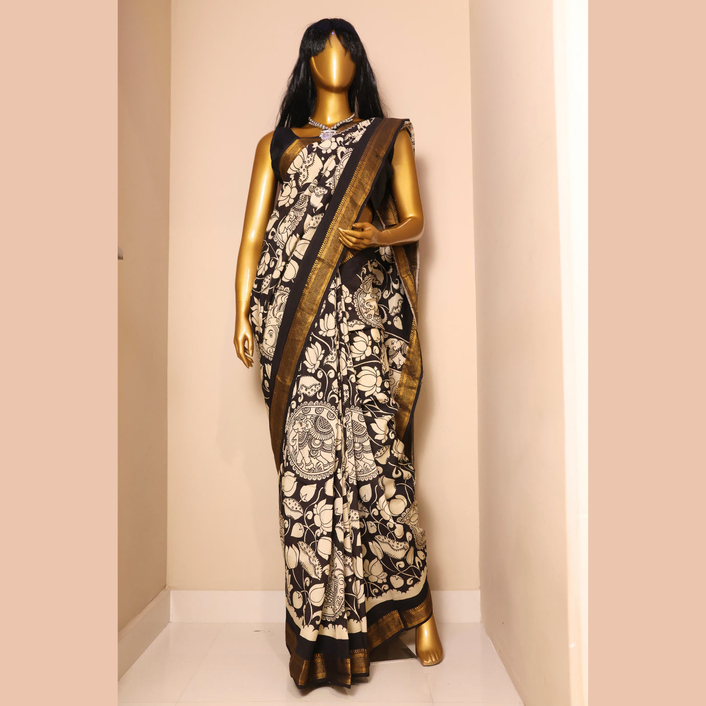 Hand Painted Pen Kalamkari Mangala Giri Silk Saree