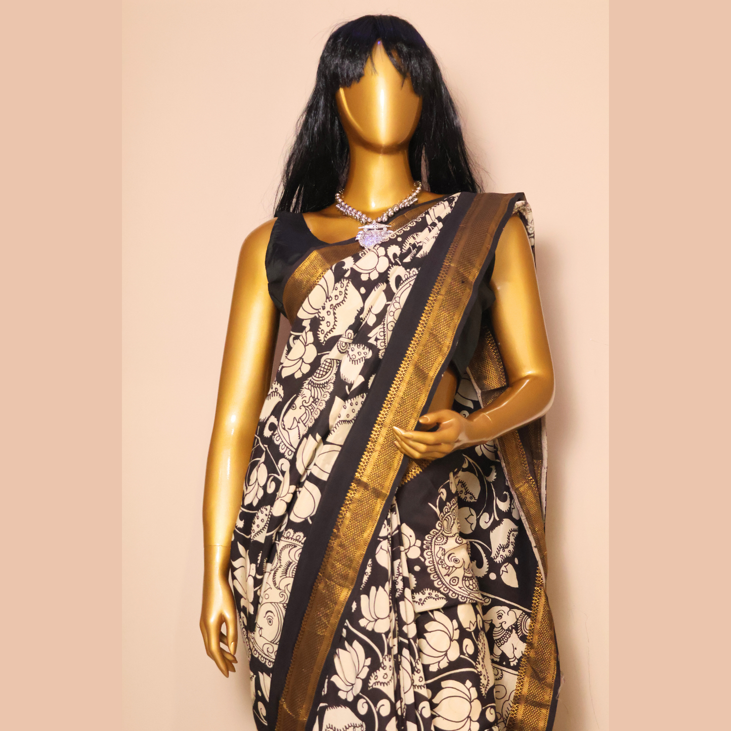 Hand Painted Pen Kalamkari Mangala Giri Silk Saree