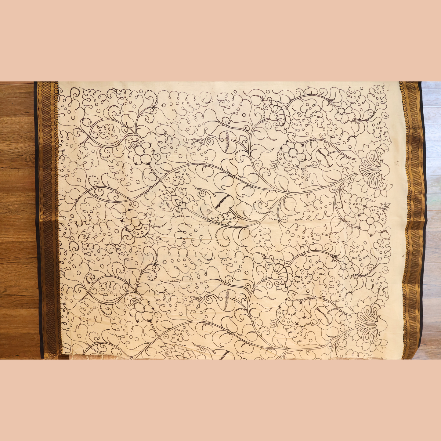 Hand Painted Pen Kalamkari Mangala Giri Silk Saree