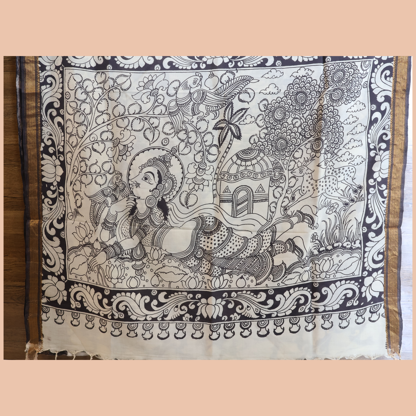 Hand Painted Pen Kalamkari Mangala Giri Silk Saree