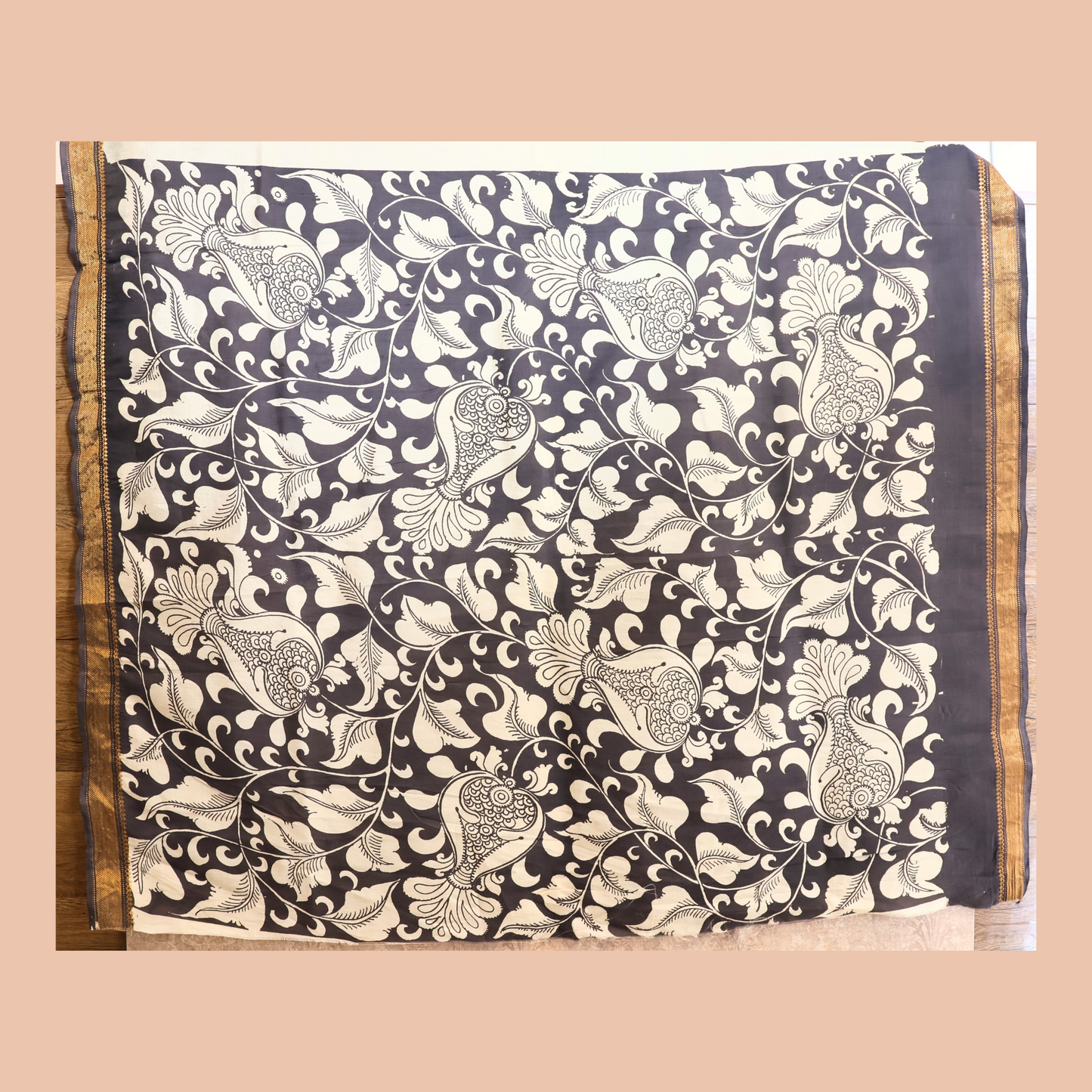 Hand Painted Pen Kalamkari Mangala Giri Silk Saree