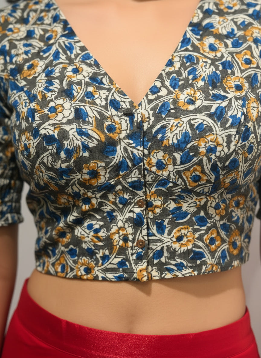 Blue Kalamkari | StretchFit with Side Seam