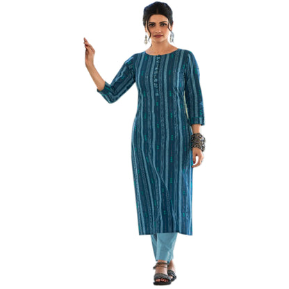 Hand Weaved Designer Round Neck Kurti with Pant