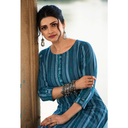 Hand Weaved Designer Round Neck Kurti with Pant