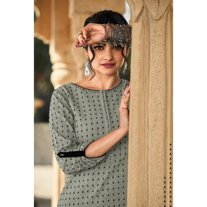 Hand Weaved Designer Round Neck Kurti with Pant