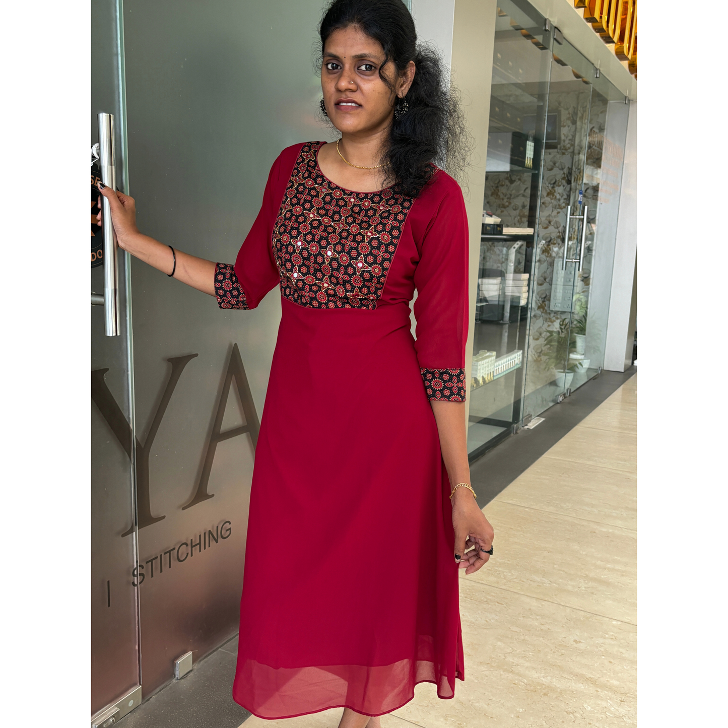 Maroon Georgette Kurti