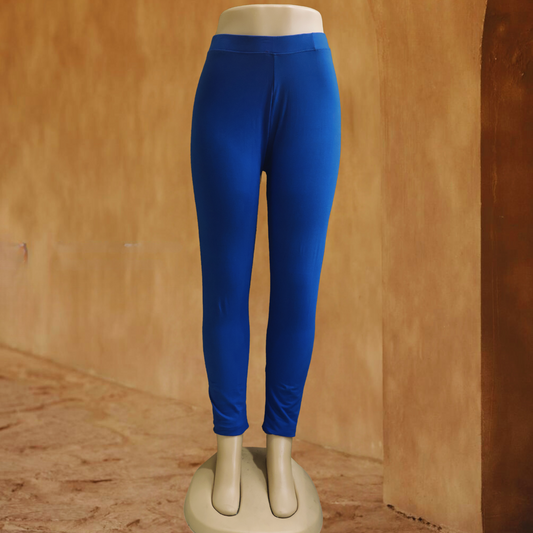 Women Royal Blue  Solid Ankle-Length Leggings