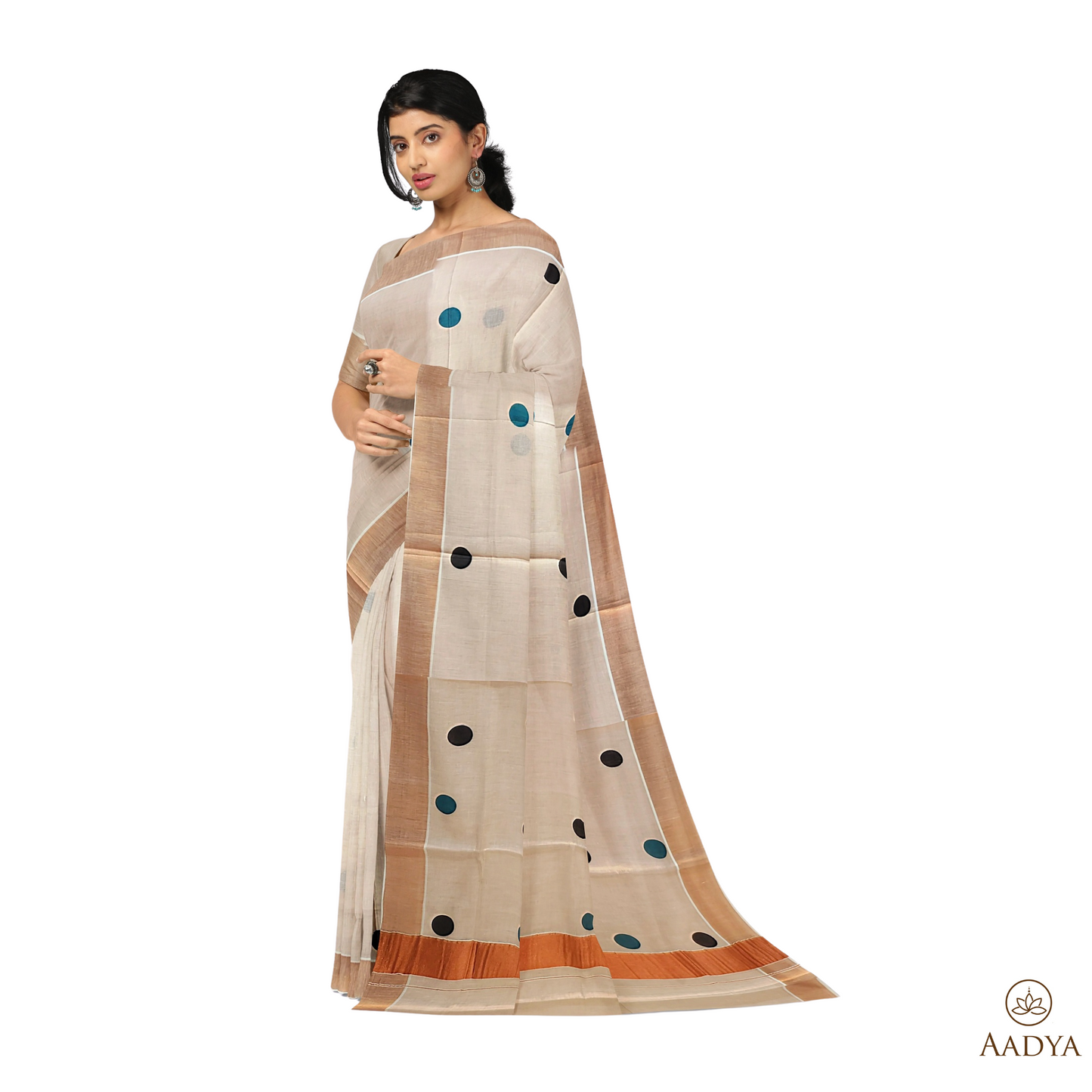 Kuthampully Copper Tissue Saree