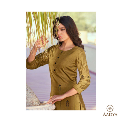 Embroidered Viscose Kurti Pant Set - Kaira