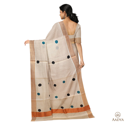 Kuthampully Copper Tissue Saree