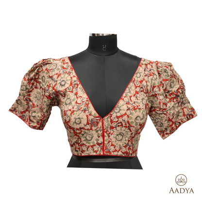 Kalamkari V Neck Readymade Blouse