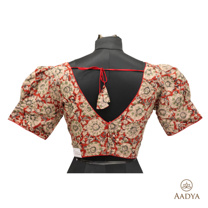 Kalamkari V Neck Readymade Blouse