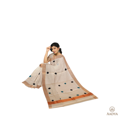 Kuthampully Copper Tissue Saree