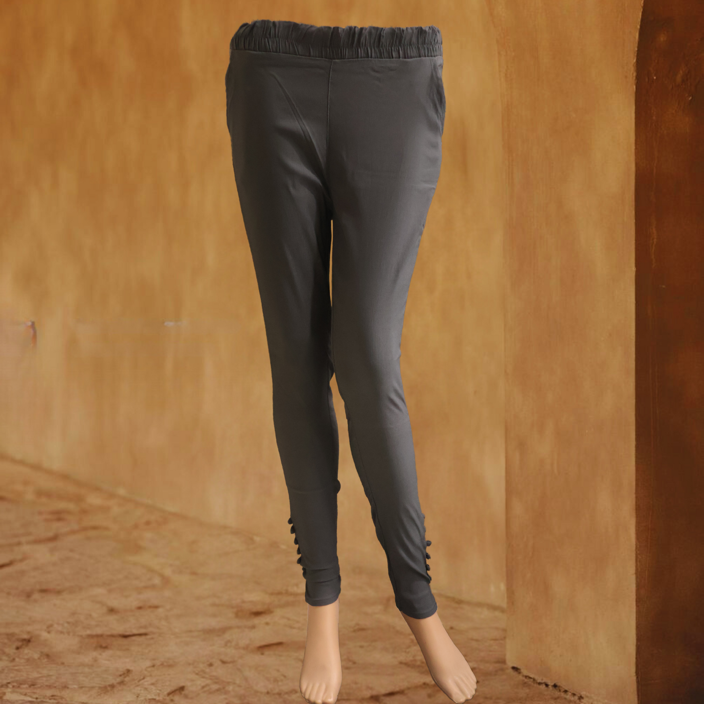 Grey Stylish Stretchable  Cigarette Pants