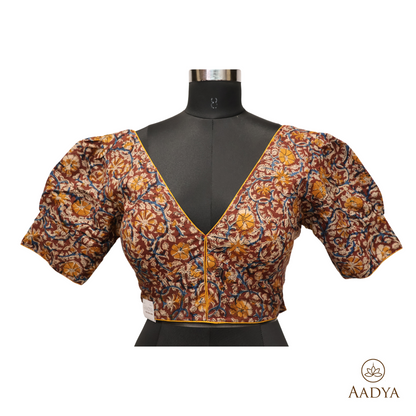 Kalamkari V Neck Readymade Blouse