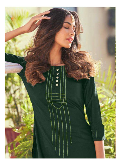 Embroidered Kurti with Straight Pant