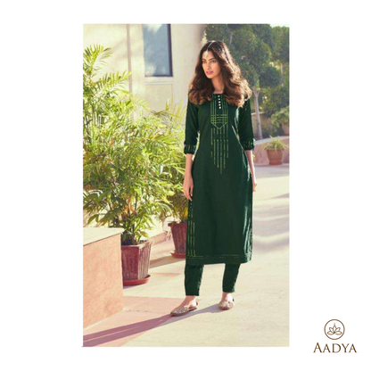 Embroidered Viscose Kurti Pant Set - Kaira