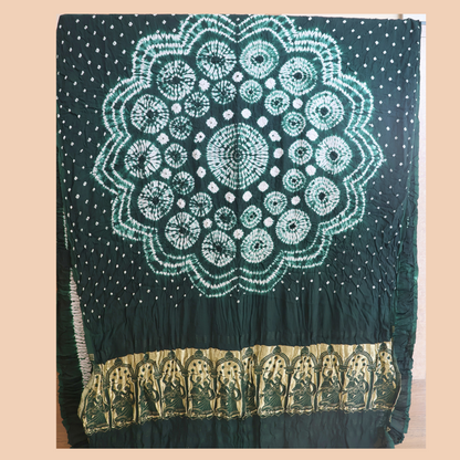 Dark Green Modal Slik Saree With Sibori Design