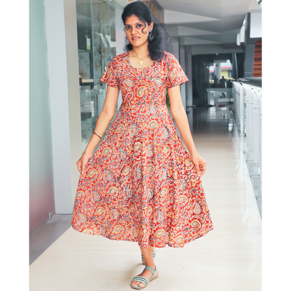 Kalamkari Anarkali  Kurti