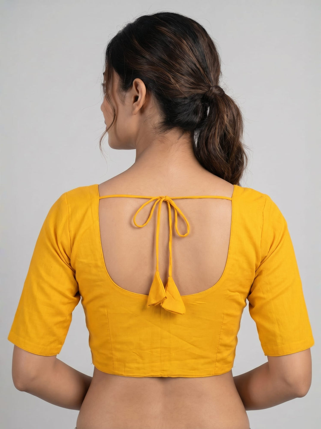 Yellow Solid Silk Blend | StretchFit Saree Blouse