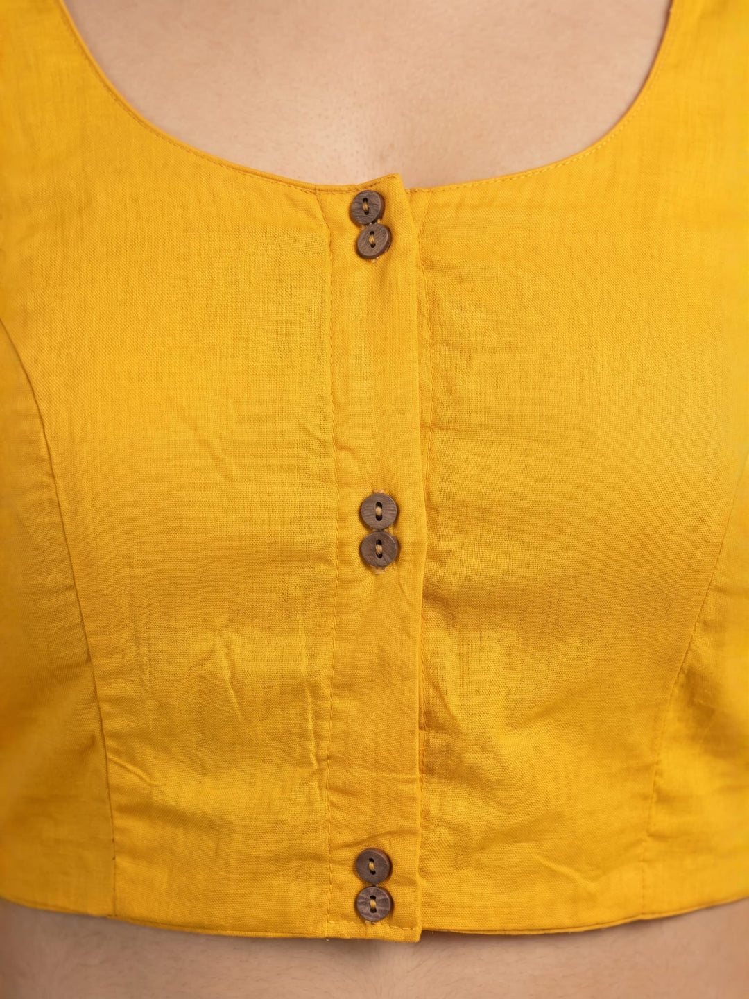 Yellow Solid Silk Blend | StretchFit Saree Blouse