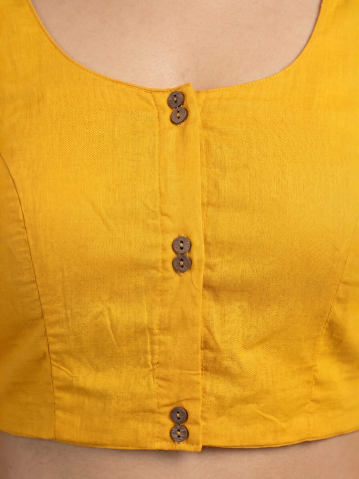 Yellow Solid Silk Blend | StretchFit Saree Blouse