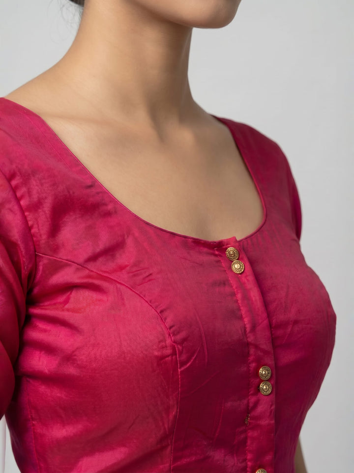 Pink Solid Silk Blend | StretchFit Saree Blouse
