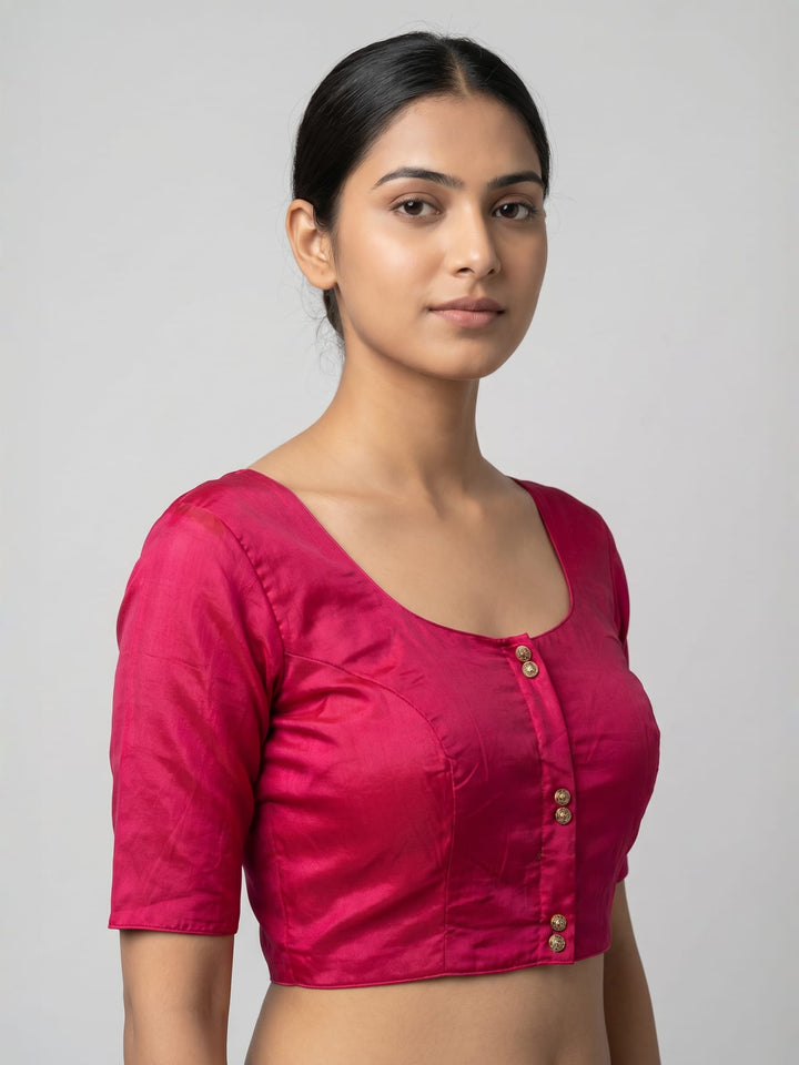 Pink Solid Silk Blend | StretchFit Saree Blouse