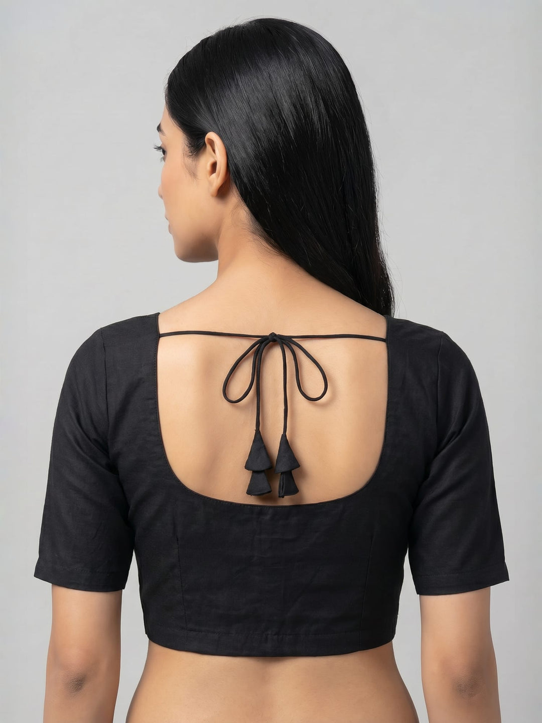 Black Solid Silk Blend | StretchFit Saree Blouse