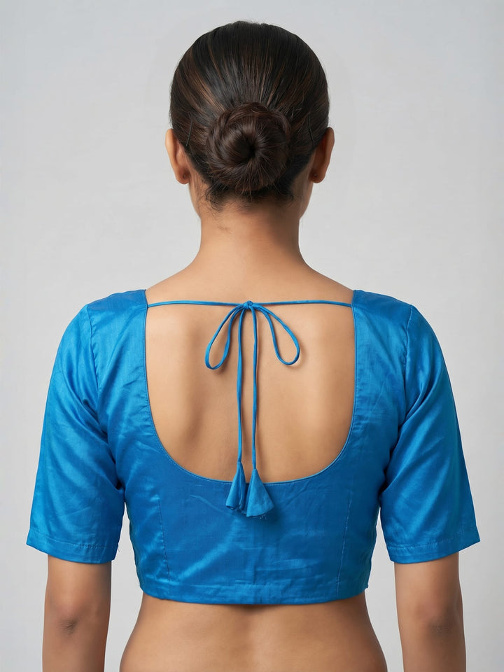 Sky Blue Solid Silk Blend | StretchFit Saree Blouse