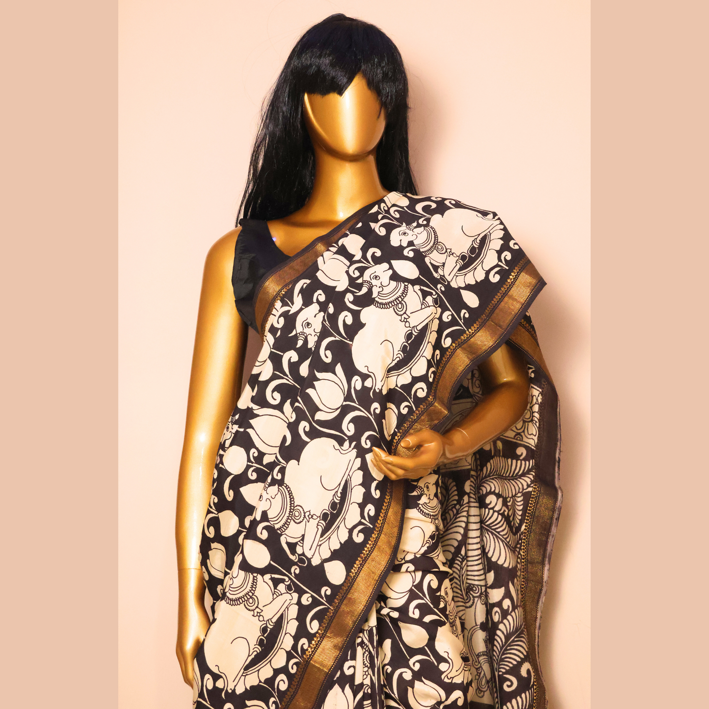 Hand Painted Pen Kalamkari Mangala Giri Silk Saree