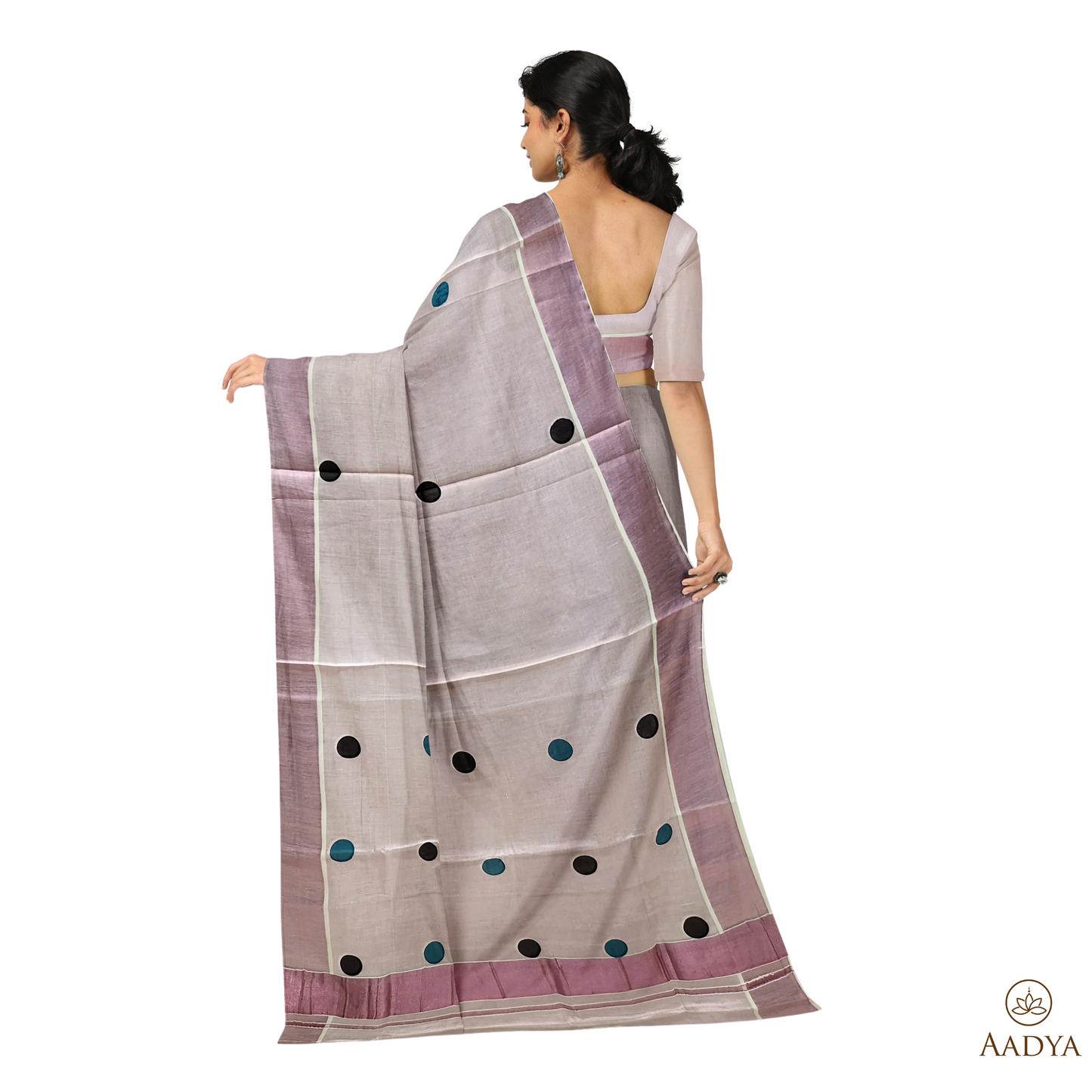 Kuthampully Rose Golden Tissue Saree