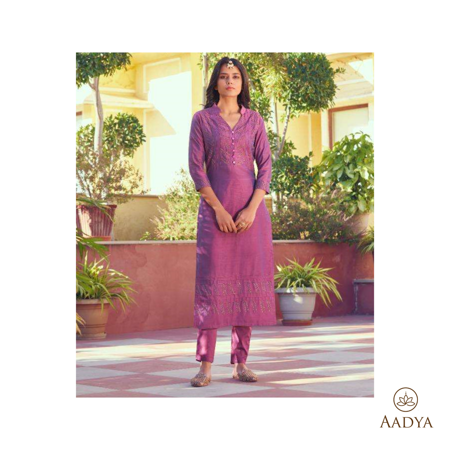 Embroidered Viscose Kurti Pant Set - Kaira