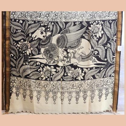 Hand Painted Pen Kalamkari Mangala Giri Silk Saree