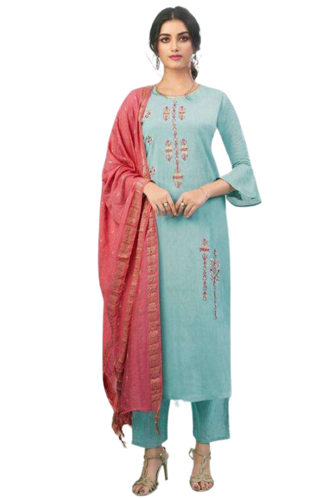 Embroidered Viscose Kurti Pant Set