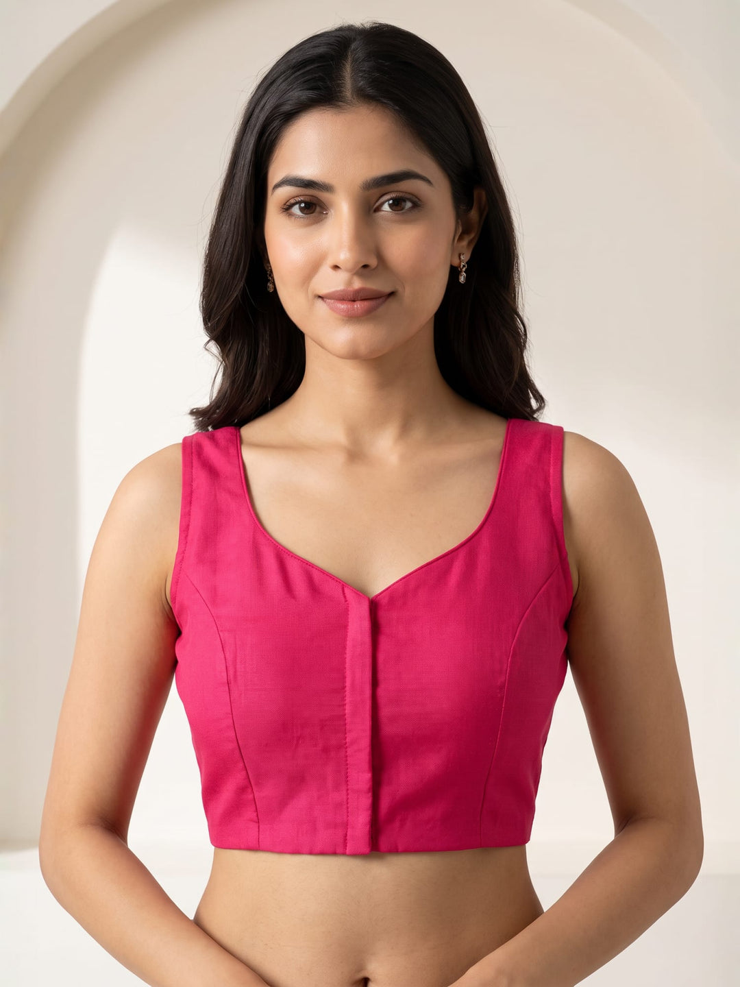 Pink Premium Silk Plain | Sleeveless Saree Blouse