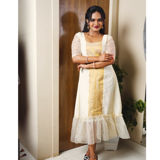 Traditional Wear Kasav Design Gathered Frock