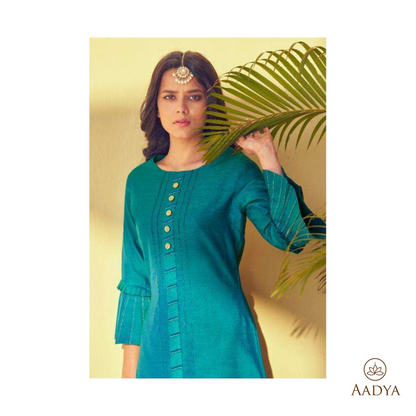 Embroidered Viscose Kurti Pant Set - Kaira