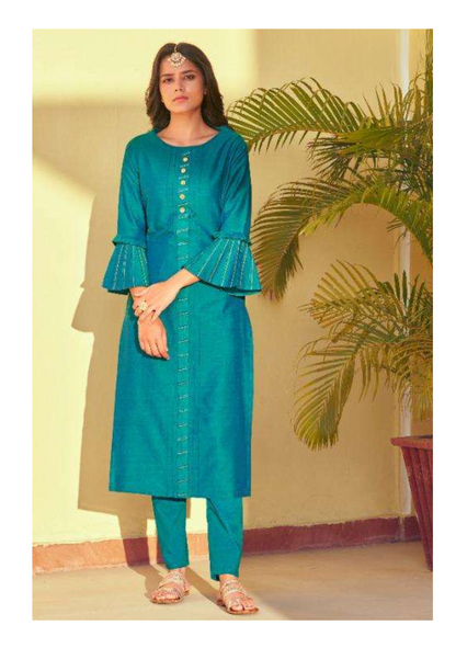 Embroidered Kurti with Straight Pant