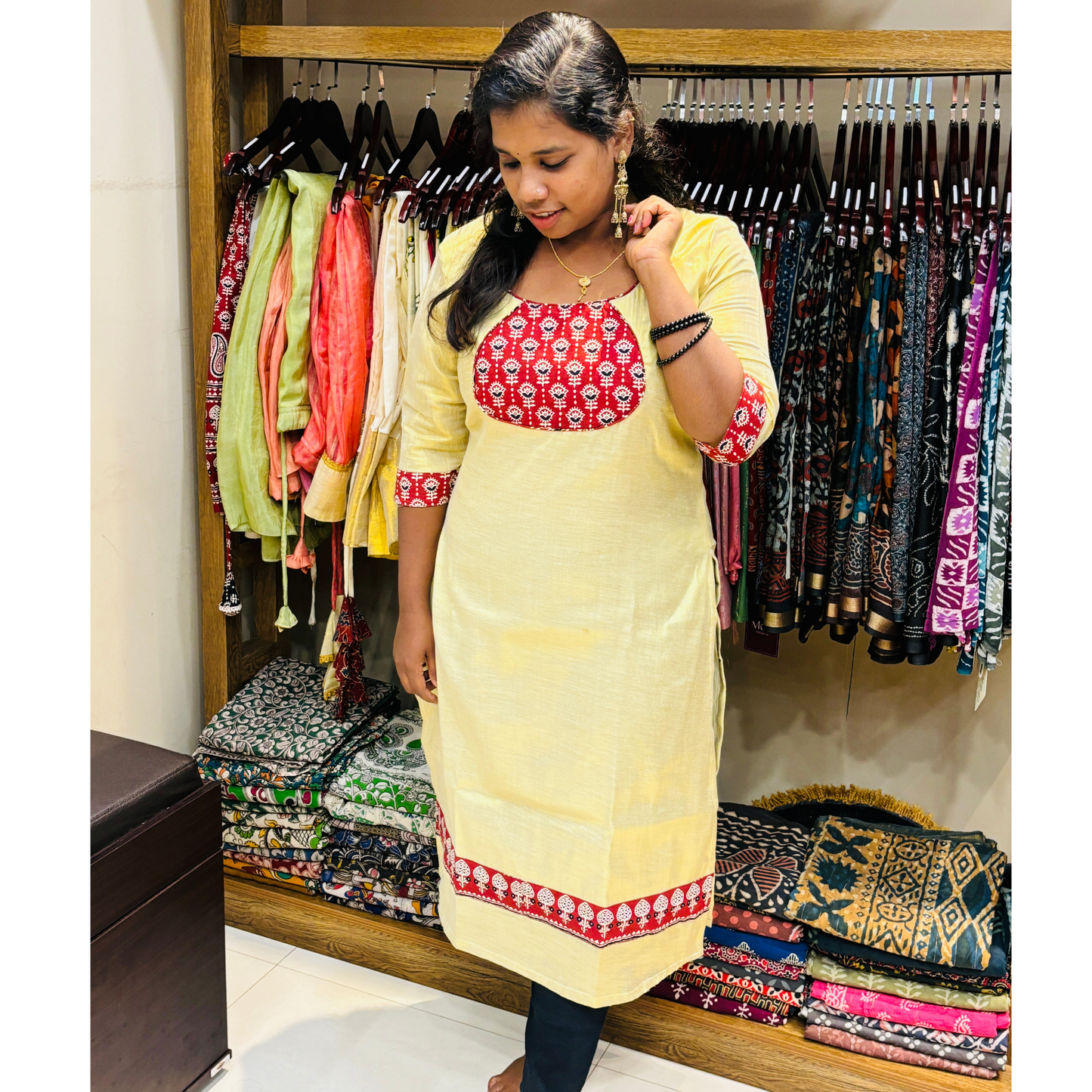 Golden Tissue Kurti