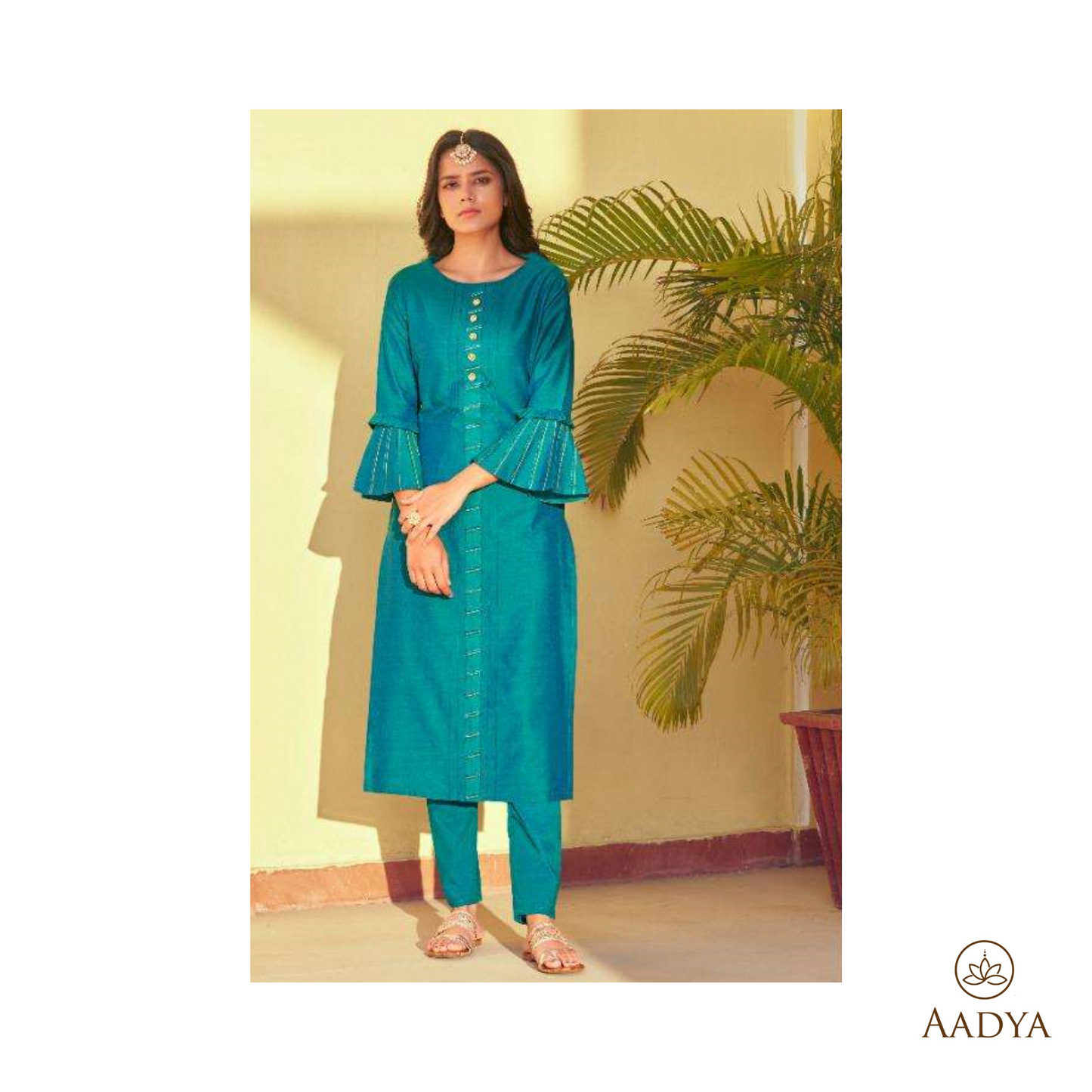 Embroidered Viscose Kurti Pant Set - Kaira