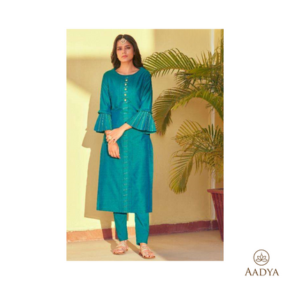 Embroidered Viscose Kurti Pant Set - Kaira