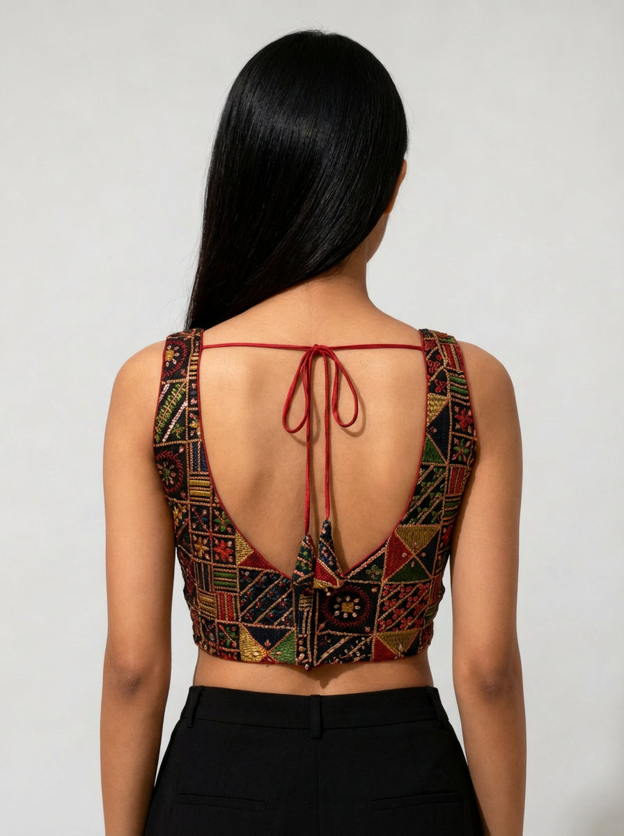 Raatrani | Multicolor Sequin Work Embroidered Blouse