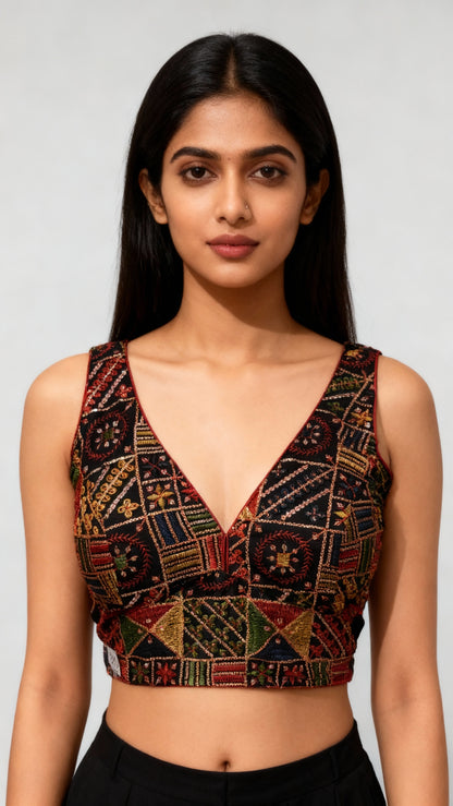 Raatrani | Multicolor Sequin Work Embroidered Blouse