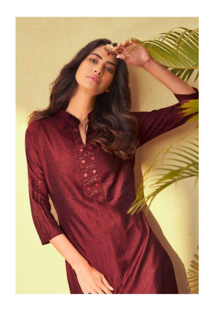 Embroidered Kurti with Straight Pant