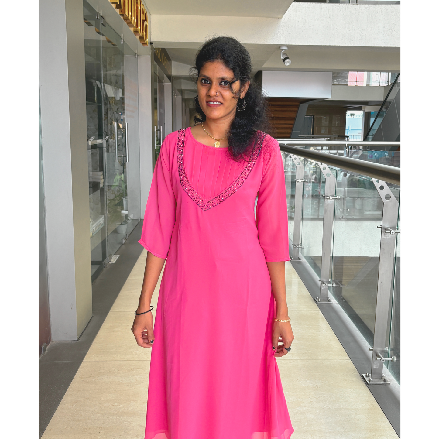 Pink Georgette Kurti