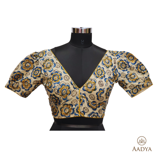 Kalamkari V Neck Readymade Blouse