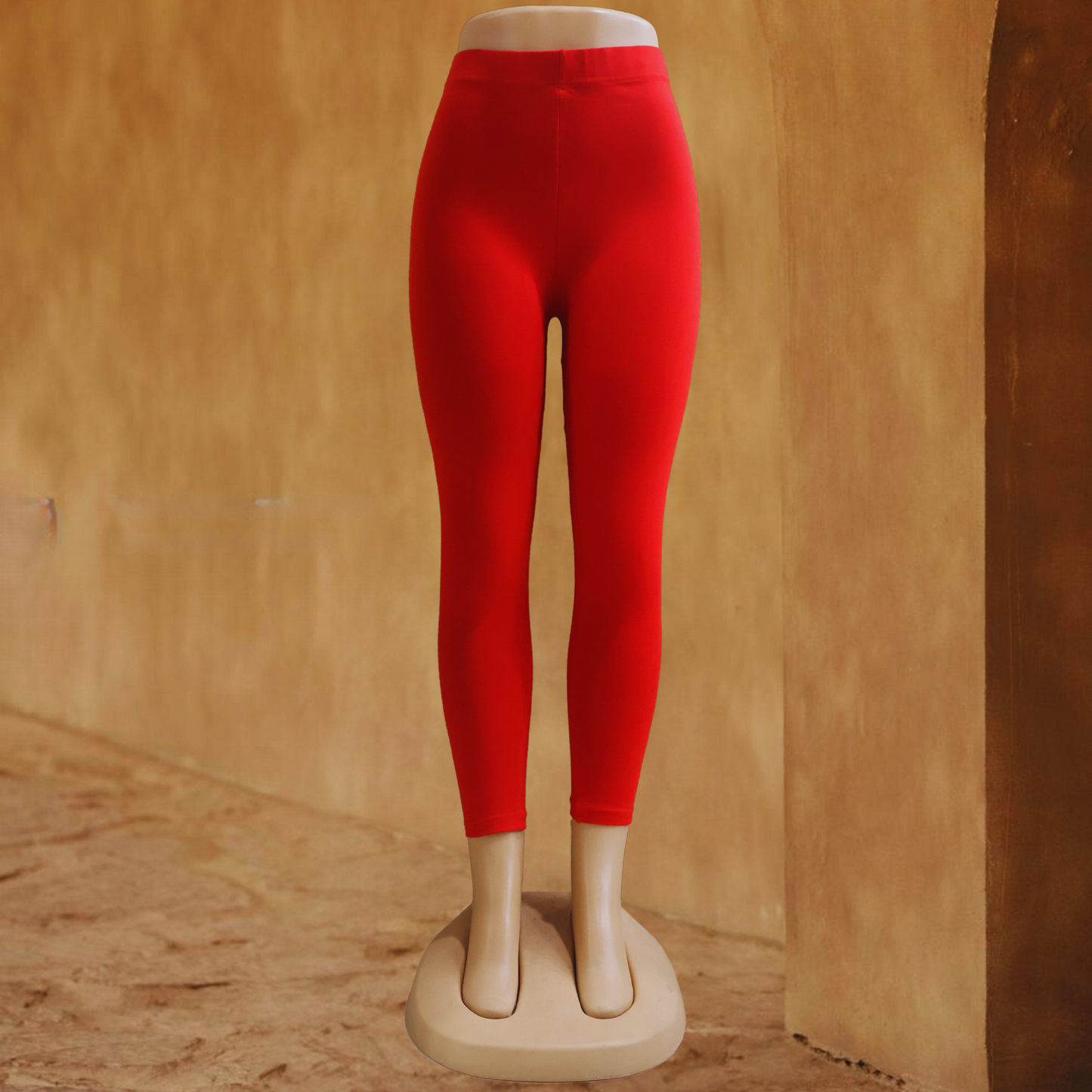 Red Ankle-Length Leggings