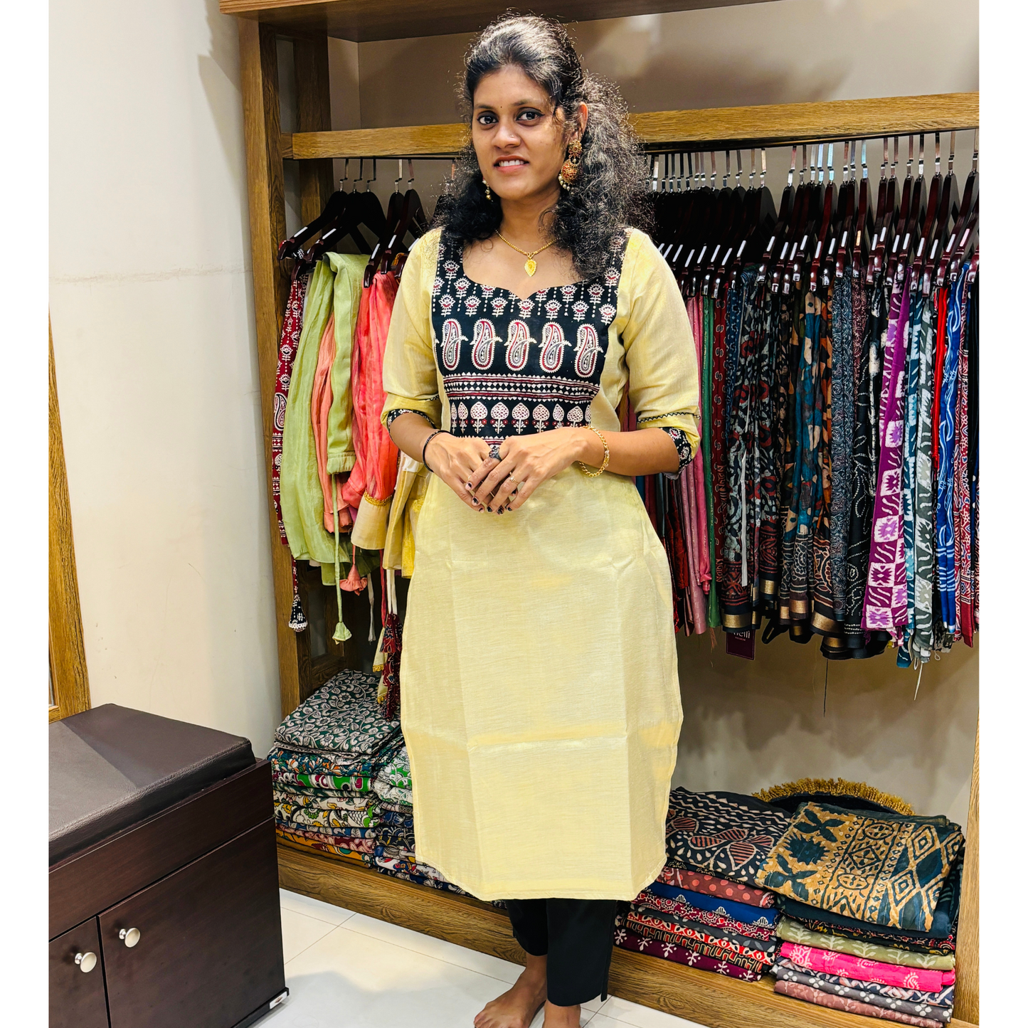 Golden Tissue Kurti