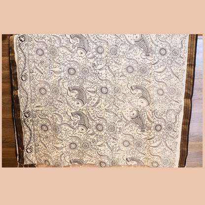 Hand Painted Pen Kalamkari  Mangala Giri  Silk Saree